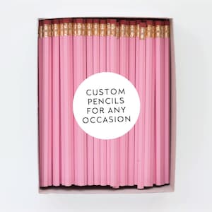 Pink Custom Pencils. Personalized Pencils. Event Favors. Wedding Favors. Party Favors. Business Branding. Engraved Pencils. Bulk Pencils.