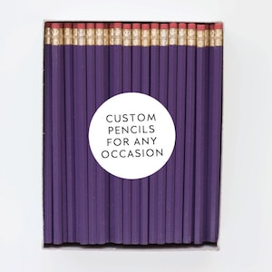 Purple Custom Pencils. Personalized Pencils. Event Favors. Wedding Favors. Party Favors. Business Branding. Engraved Pencils. Bulk Pencils.