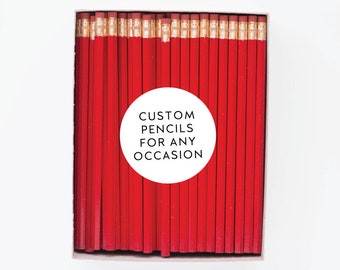 Red Custom Pencils. Personalized Pencils. Party Favor. Kids Birthday Favor. Engraved Pencils. Bulk Pencils. Corporate Gifts. Wedding Favors.