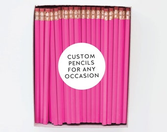 Magenta Custom Pencils. Hot Pink Personalized Pencils. Gift for Friend.