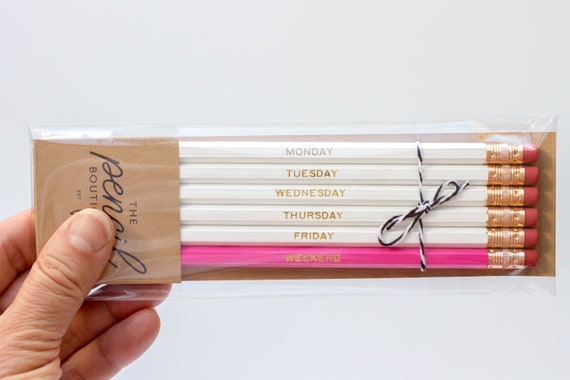 Days of the Week Pencils. New Job Gift. Promotion Gift. Desk | Etsy Canada