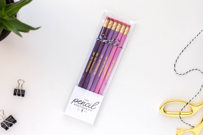 Set of 6 Purple Custom Pencils. Personalized Pencils. Custom Etsy
