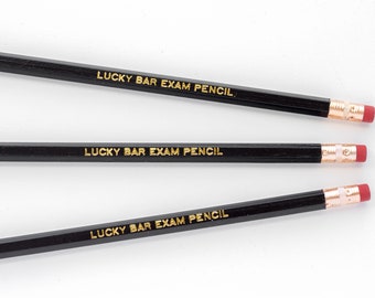 Personalized Gold Foil Bar Exam Pencils - Set of 6, Exam Studying Supplies