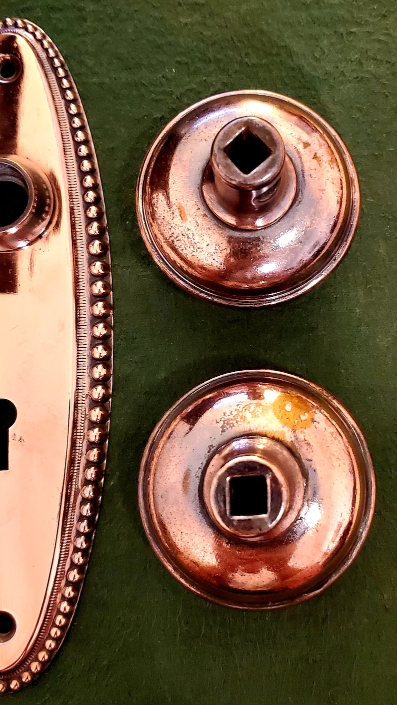 Original 1920/'s Copper Toned Door Knobs and Faceplates