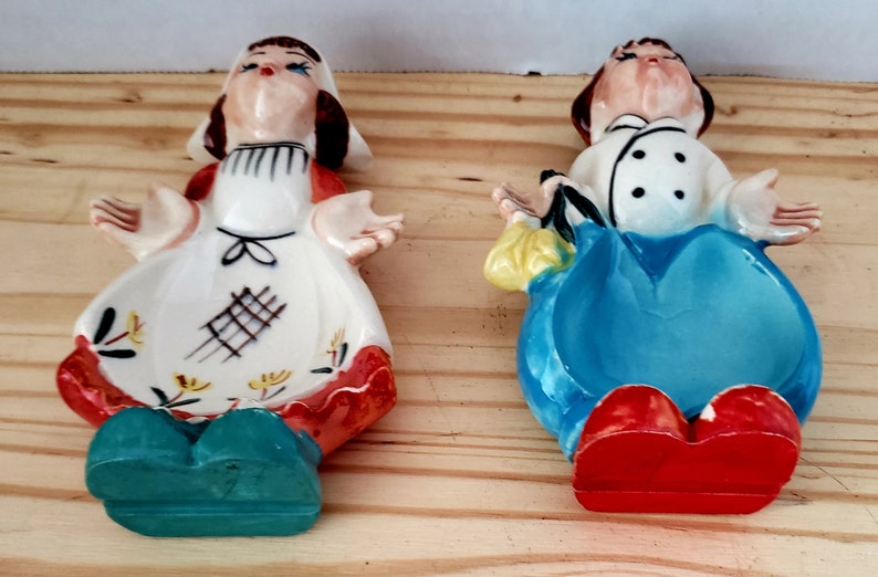 1950s Porcelain Dutch Boy and Girl Kitchen dish
