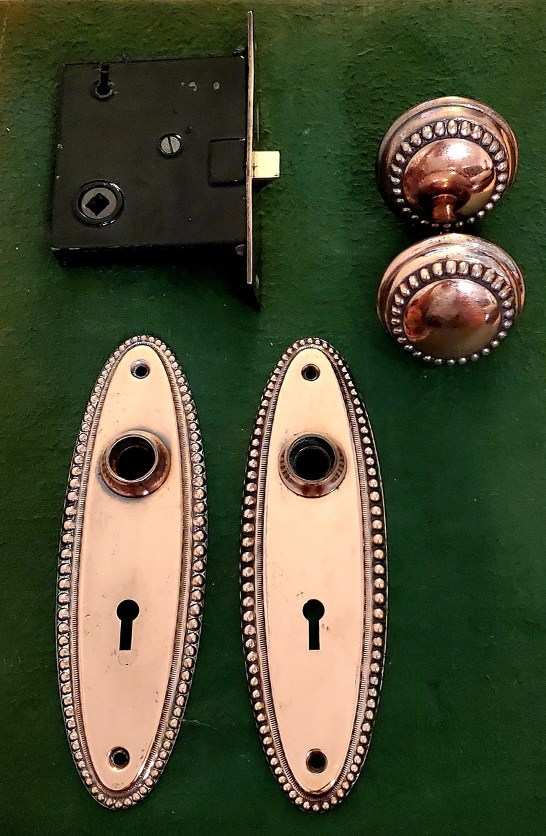 Original 1920/'s Copper Toned Door Knobs and Faceplates