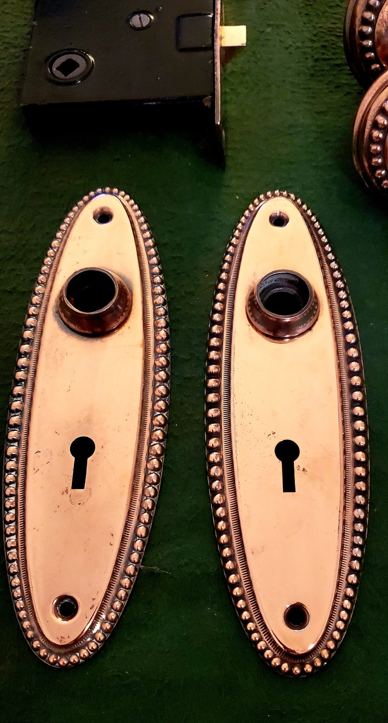 Original 1920/'s Copper Toned Door Knobs and Faceplates