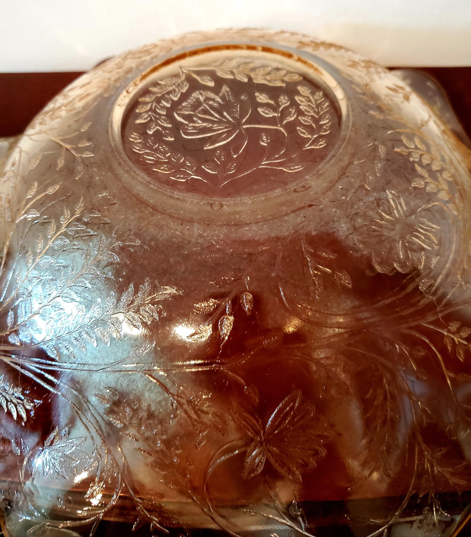 Antique 60s Fluted Amber Carnival Glass Serving Bowl Etsy