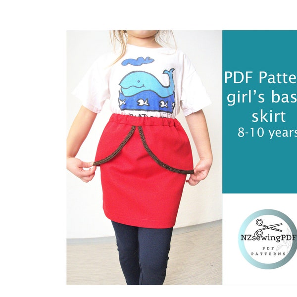 Baby and toddler sewing pattern of Knitted skirt PDF,Paper bag skirt, high waisted skirt, 8-10 years