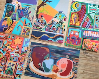 10 Colorful Postcard prints from Paint Artworks | 10 card set