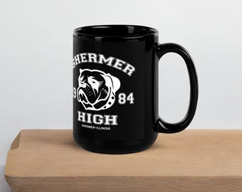 Shermer High - Divertida parodia de "El Club de los Cinco" - Elegante taza negra brillante