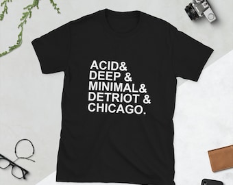 Acid Minimal Detriot Chicago House Music EDM Cool T-shirt unisexe à manches courtes