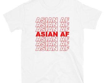 Camiseta unisex de manga corta con mensaje &quot;Asian AF&quot;, moderna y moderna, ideal como regalo de orgullo asiático.