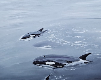 Cetaceans, Oil on canvas, orca killer whale