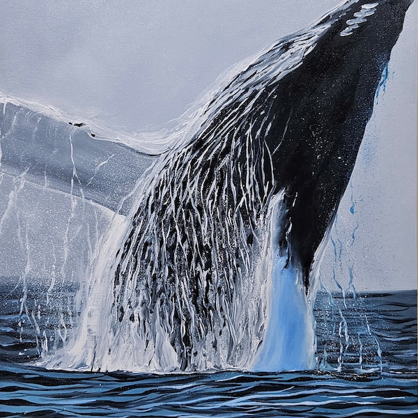 The Northern Sea Has A Fish Named Kun Abstract Oil Painting On Canvas. Humpback Whale. Handpainted Paintings Wall Art Home Decor Picture main image 1