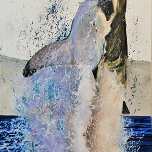 Harmony of depths,&quot; oil painting, shark painting, shark art, shark painting, great white shark, great, white art, white shark