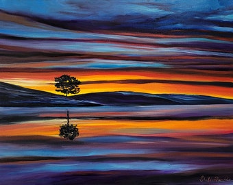 Twilight," original oil painting, sunset painting, sunset art, sunset oil painting.