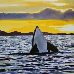 Morning Glory, 18 x 24 inches, Oil on canvas, orca killer whale
