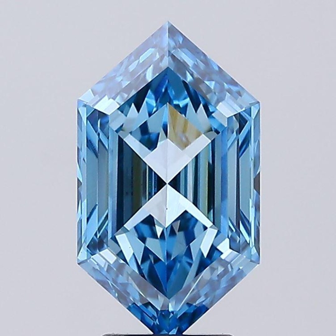 3.20 CT Blue Hexagonal Step Cut Lab Grown Diamond for Ring - Etsy