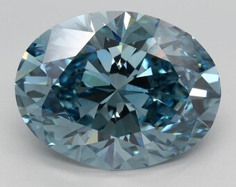 5.44 CT Oval Vivid Blue Lab Created IGI Certified Diamond For Engagement Ring