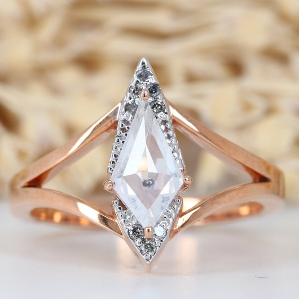 Kite Shape White Milky Diamond Engagement Ring For Her | Fancy Kite Cut Ring | Gift For Wife | Gift For Her | Anniversary Gift