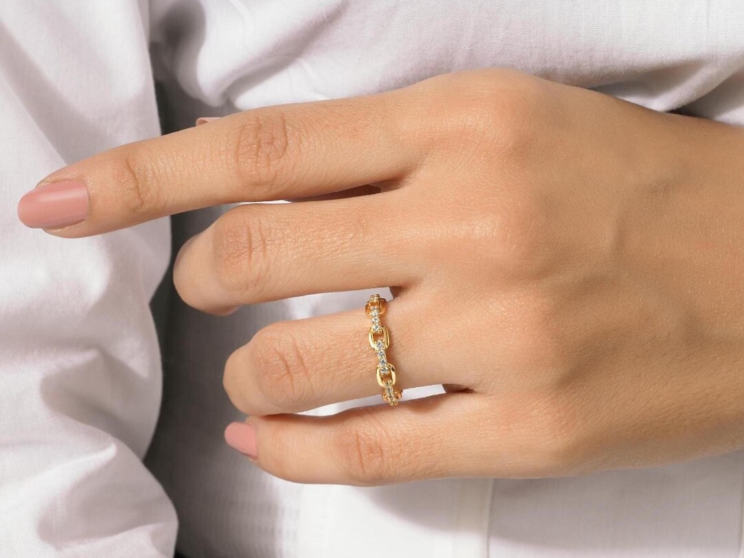 ラボグロウンダイヤモンドチェーンリング - Etsy 日本