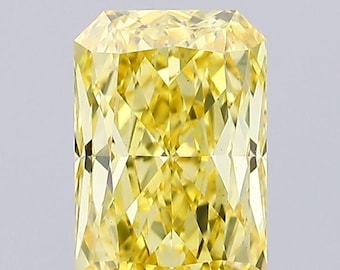 1 CT Radiant Cut Vivid Yellow Lab Grown Diamond For Engagement Ring