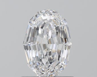 May include: A clear, faceted, octagonal diamond with a high polish.
