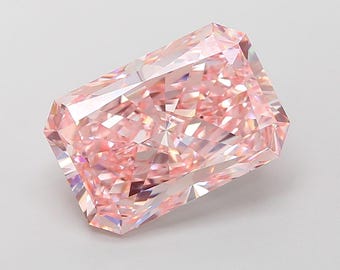 Anillo de compromiso con diamante rosa intenso de 7 quilates cultivado en laboratorio, talla radiante