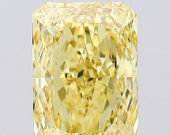 6.50 CT Radiant Cut Vivid Yellow Lab Grown Diamond For Engagement Ring