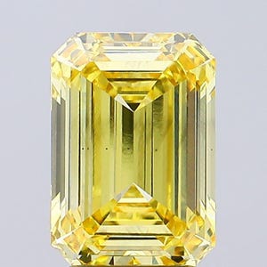 3,57 carats diamant jaune vif taillé émeraude cultivé en laboratoire pour bague de fiançailles
