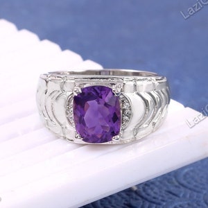 Natural Amethyst 925 Sterling Silver Purple Amethyst Gemstone Jewelry Ring - Cushion Amethyst Ring Statement Designer Ring - Christmas Gift