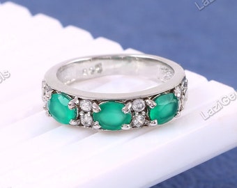 Birthstone Green Onyx Ring, 925 Sterling Silver Gemstone Ring, Minimalist Rings, Jewelry Ring, Gift For Her, Boho Ring, Promise Ring,