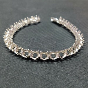 Round Semi Mount Bracelet-Without Stone Bracelet-Tennis Bracelet-Ready to be Set With Your Own Stone-925 Sterling Silver Bracelet all size