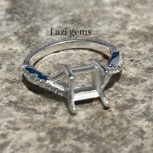 6MM Square semi mount ring Without Stone Ring-Wedding Ring-Women Ring-925 Sterling Silver Ring- Prong Setting Ring