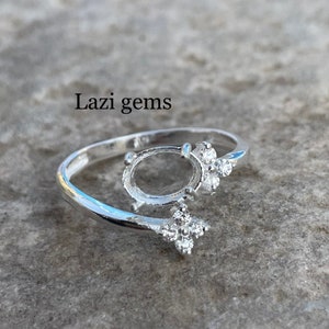 7x9MM Oval semi mount ring Without Stone Ring-Wedding Ring-Women Ring-925 Sterling Silver Ring- Prong Setting Ring