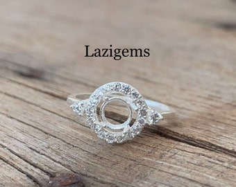 5X5 MM Round Semi Mount Ring-Without Stone Ring-Ready To be Set With Your Own Stone-Women Ring-925 Sterling Silver Ring-Prong Setting Ring