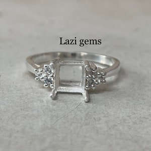 6MM Square semi mount ring Without Stone Ring-Wedding Ring-Women Ring-925 Sterling Silver Ring- Prong Setting Ring