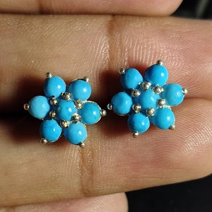 Türkis Ohrstecker Verlobung Edelstein Ohrstecker 925 Sterling Silber Blume Türkis Ohrstecker für Frauen