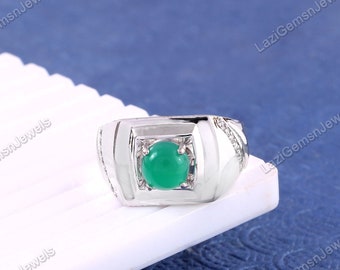 Green Onyx 925 Sterling Silver Gemstone Jewelry Ring - Natural Green Onyx Minimalist Gemstone Christmas Gift Ring Jewellery