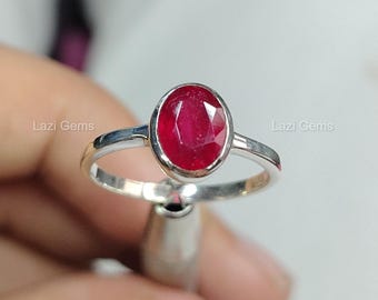 Anel de rubis rosa natural com pedra preciosa, anel de noivado em prata esterlina 925, anéis de rubi genuínos para mulheres