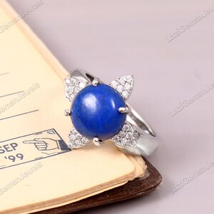 Lapis Lazuli ring, gemstone ring, 92.5 sterling silver ring, silver lapis ring, blue ring,  silver ring, engagement ring,