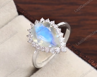 Rainbow moonstone ring 925 sterling silver rainbow ring statement ring silver jewelry handmade ring June Birthstone faceted ring