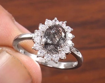 Natural Black Rutile Ring * Rutile Ring * Rutile Jewelry * Silver Jewelry *  Ring * Rutile Jewelry 925 sterling silver