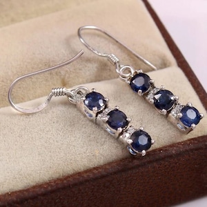 Blue Sapphire Earrings Sapphire Stud Earrings Sterling Silver Stud Earrings Gemstone Earrings September Birthstone Jewelry Holiday Gift