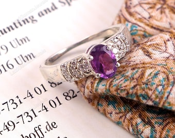 Natural Amethyst Ring , Engagement Ring , Minimalist Ring , 925 Sterling Silver Ring , Statement Ring , Purple Ring , Birthstone Ring
