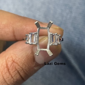 5x11 MM Begutte Semi Mount Ring With Out Stone Ring Emerald Semi Mount Ring 925 Sterling Silver