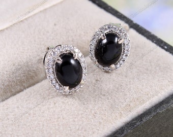 Onyx earrings, 925 Sterling Silver Black Onyx earrings studs, black onyx stud