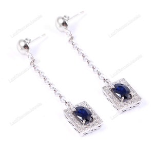 Sapphire Drop Dangle Earrings 925 Sterling Silver Minimalist Jewelry-Dainty Statement Earrings Boho Jewelry September Birthstone gift her