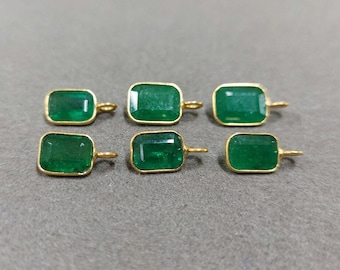 Rectangle Shape Zambian Emerald 18k Yellow Gold Charm, DIY findings, Gold charms, Emerald Charms, Gold Jewelry, Birthday Charms